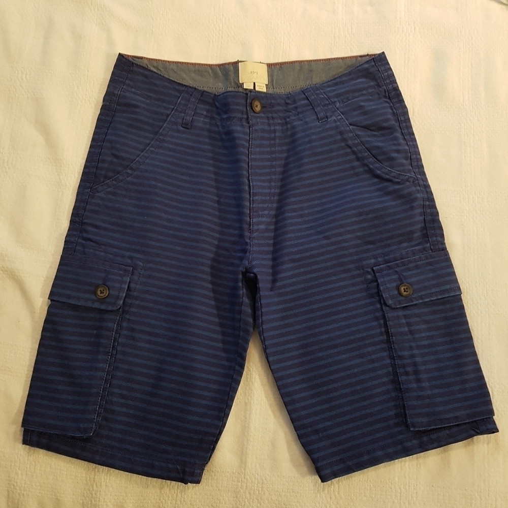 Mini Boden boys 13 years shorts 2 tone blue striped